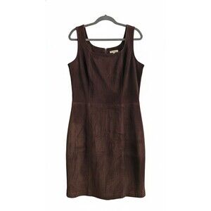 A.M.I. Womens Brown Leather Sleeveless Back Zip Sheath Dress Size Large